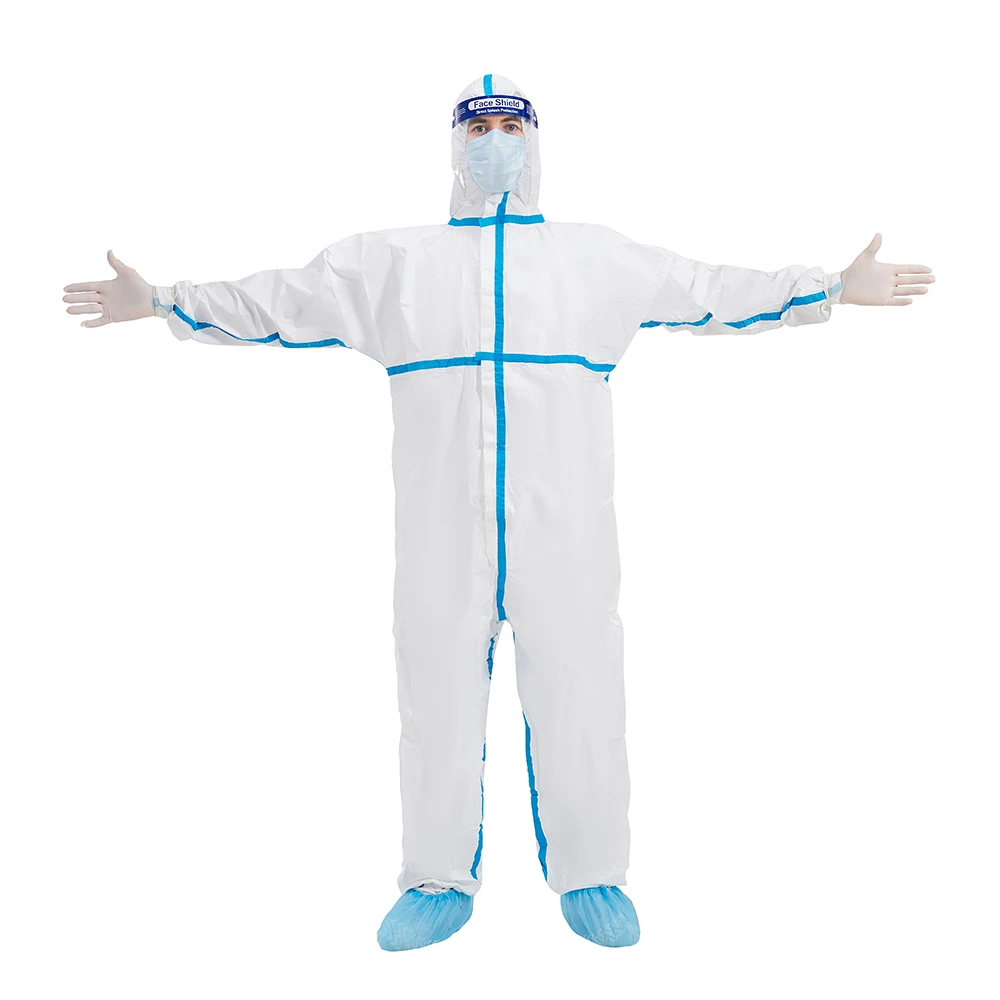 PPE Suit Disposable Coverall Safety Clothing Coverall Waterproof Hazmat Suit Overalls For Men Industrial Working Clothes