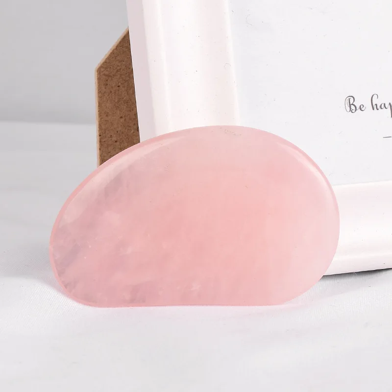 face rose quartz jade bian stone body gua sha scraping hand massage roller board lifting tool set