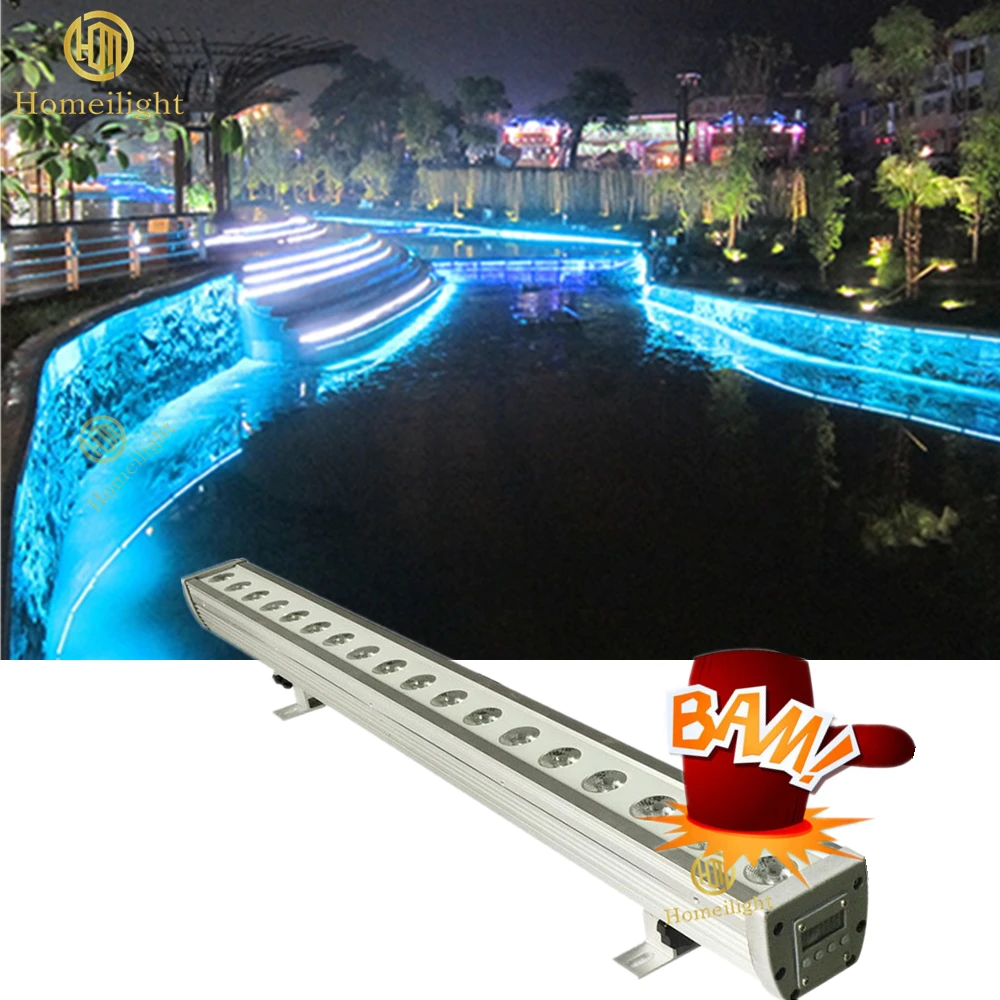 Outdoor Wall Washer Light Aluminum Building Wall Washer 18x3W RGB Lights LED Wall Washer Bar for Night Club