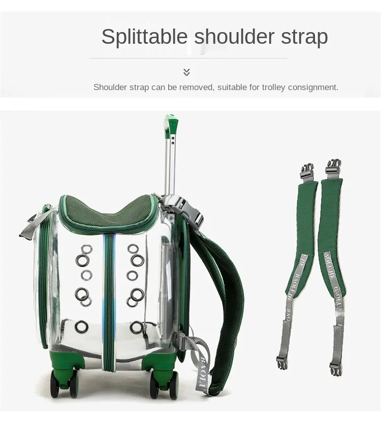 Fashion outdoor large capacity transport Breathable Double-Shoulder Pet Trolley Case dual-use Dog bag