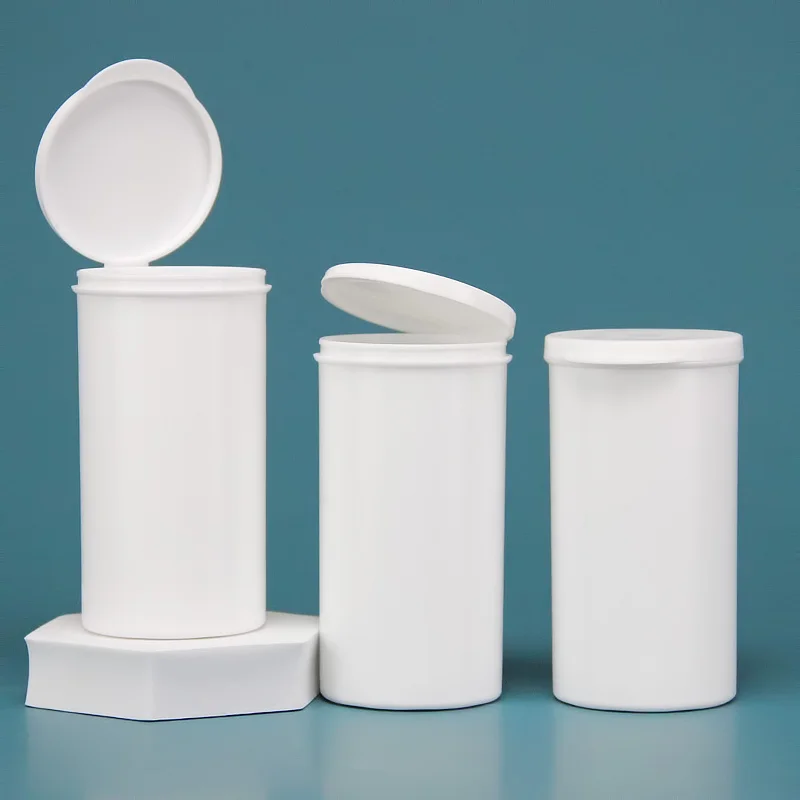 PET Plastic Empty 200ml Pop Top Vials Smell Proof Candy Effervescent Tablet Packaging Child Resistant Pop Top Tube For Medical