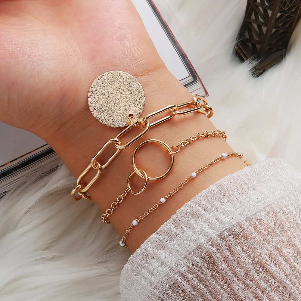Explosive round bead size simple bracelet personality cold wind bracelet bracelet 3 sets