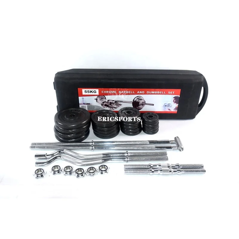 Manufacture Free  Gym Fitness  Equipment 55KG Adjustable Black weight lifting Dumbbell Set