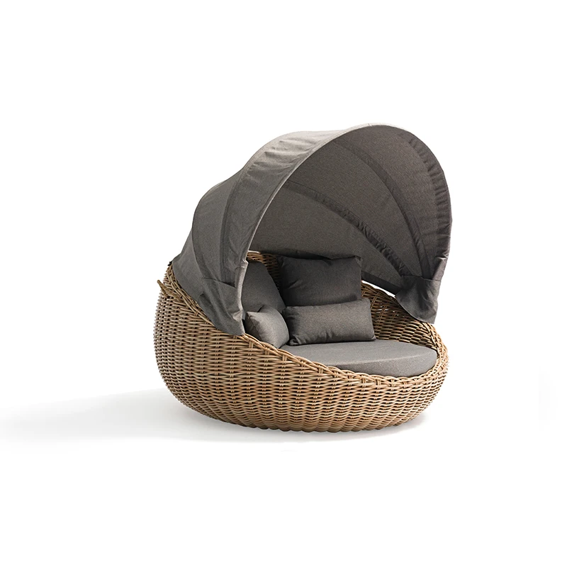 Sunbeds Beach Aluminium Outdoor Sunlounger Outdoor wicker Sunbed Lounge  round shape garden set outdoor furniture