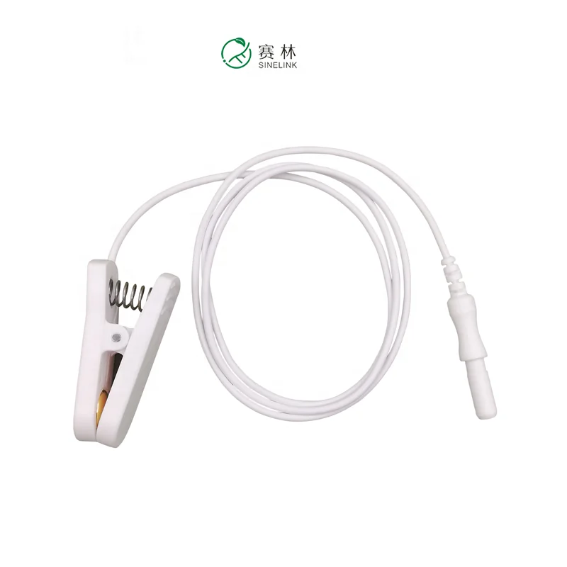 
DIN42802 touch-proof connector monopolar gold plated EEG ear clip electrode 