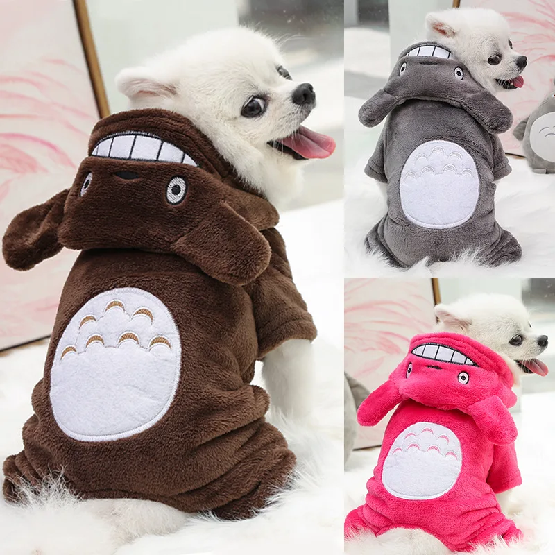 New pet dog clothes warm coat with hood cute animal chinchilla bag