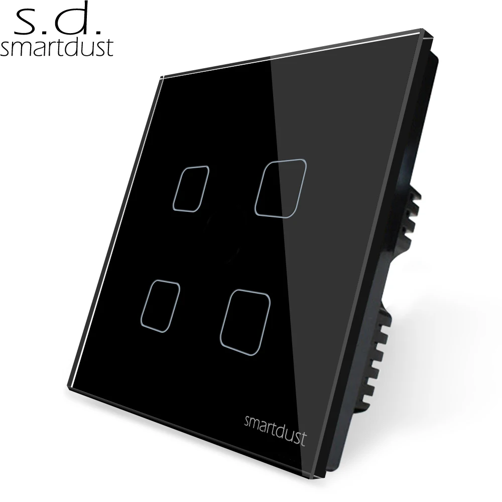 Smartdust UK закаленная стеклянная панель Tuya SmartLife с Wi-Fi освещение стены сенсорный Умный переключатель 4 банды