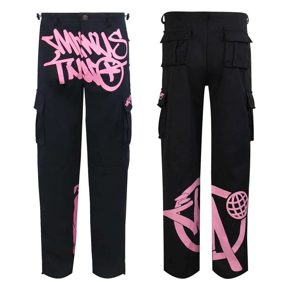 Y2K Style Usa Popular Brand Vintage Printed Customize Logo Casual Straight Trousers Unisex Drawstring Pants 2024