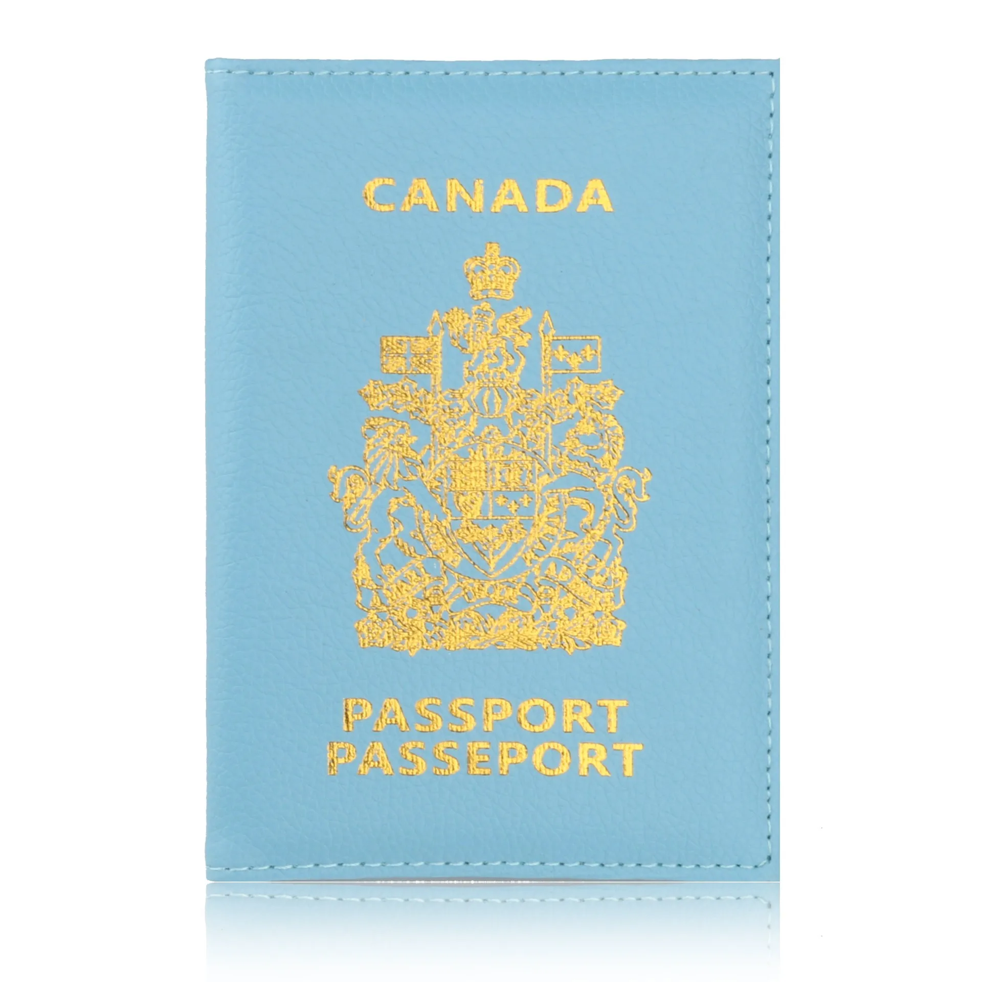 Ready to ship mens custom designer textured pu leather slim travel wallet passport holder Canada