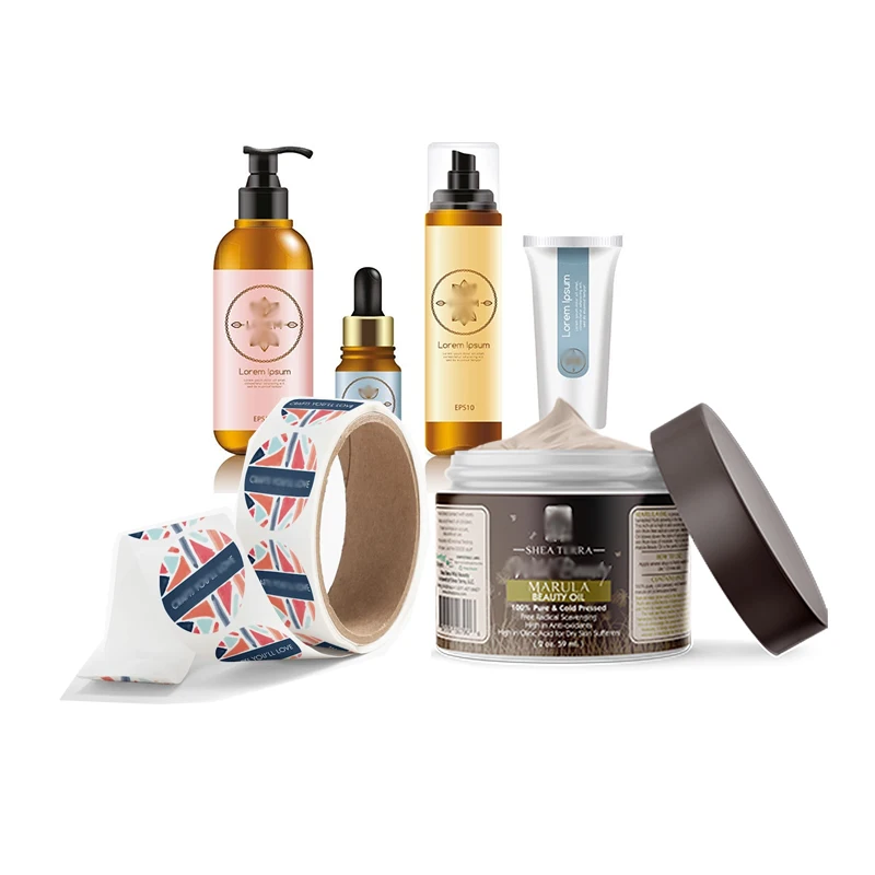 Wholesale price high quality private self skincare makeup adhesive waterproof sticker round square packaging label