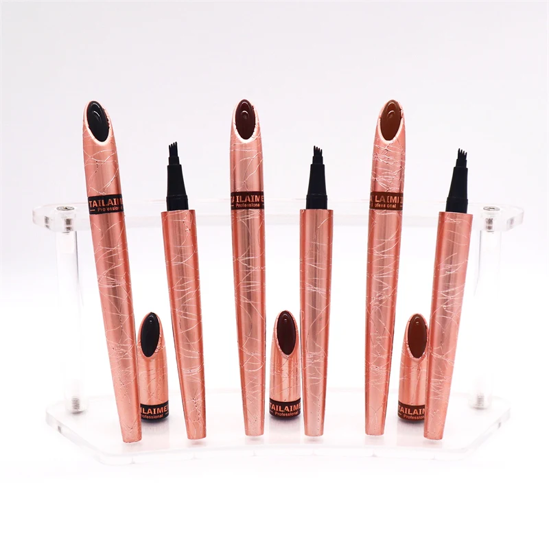 E080 Waterproof Natural Fork Tip Eyebrow Pencil Long Lasting Four Heads Eyebrow Tattoo Pen Fine Sketch Liquid Eyebrow Enhancers