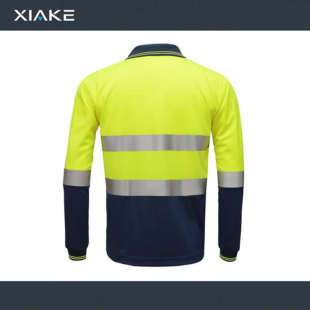 XIAKE High visibility Clothing Hi Vis Polo T-shirts Reflective Safety Security Work Construction Shirts