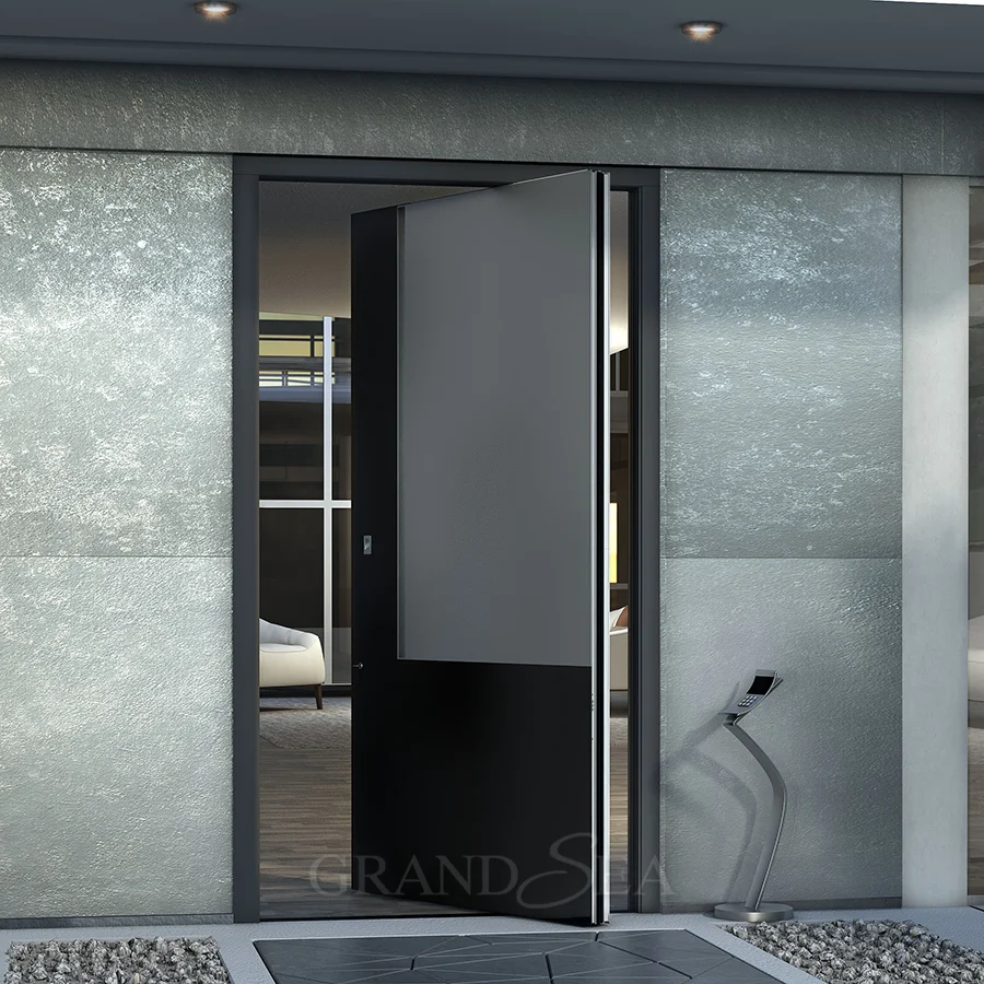 
Italian Front Door Design Villa Pivot Entrance Security Luxury Front Pivot Door Modern Entry Black Aluminum Pivot Door 