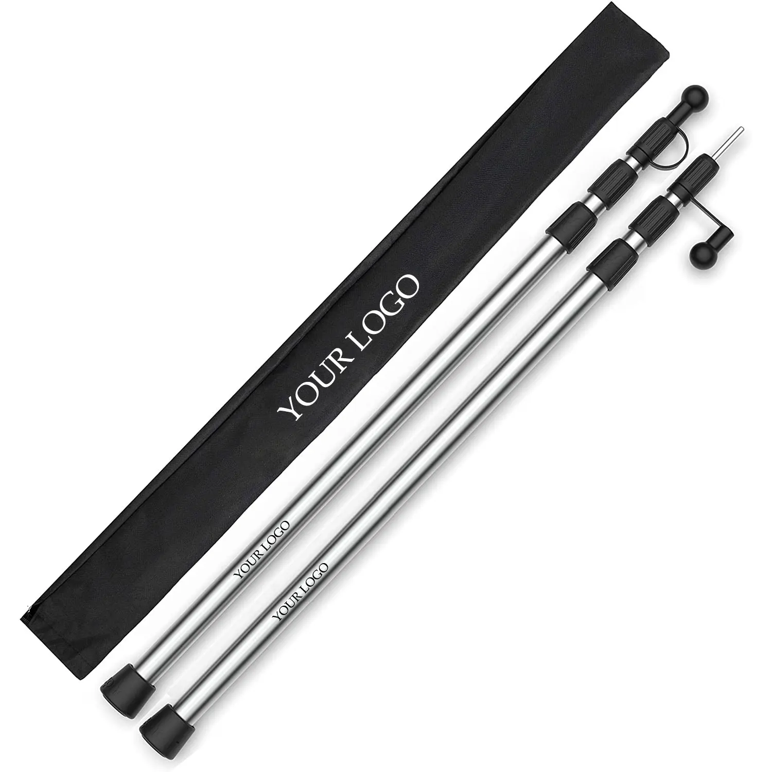 2.3m Aluminum Tarp Poles Heavy Duty and Adjustable Tent Poles, Set of 2, Telescopic Lightweight Tent Poles for Tarp