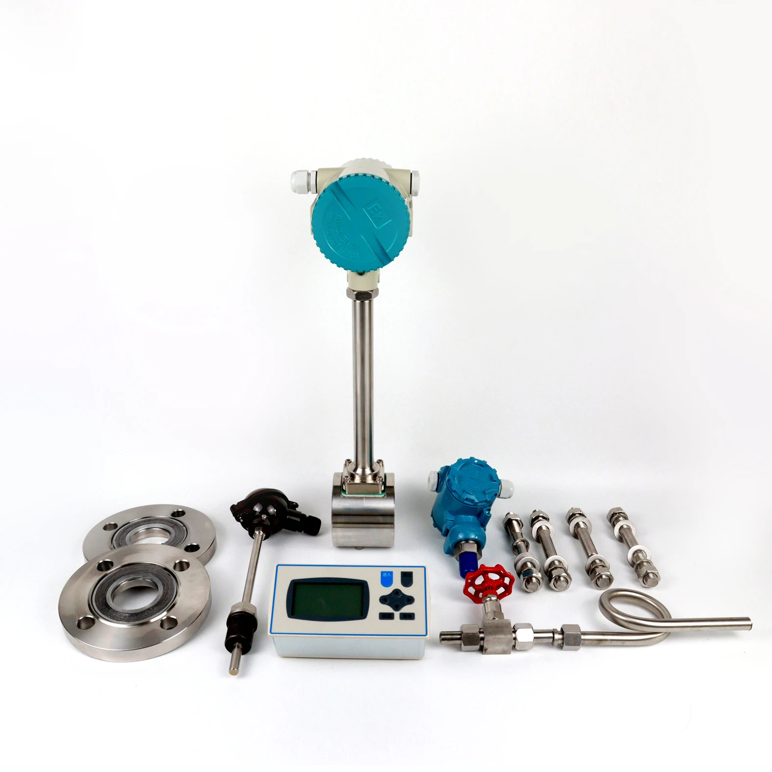 High Accuracy LCD Display Digital Steam Gas Clamp Flange Analog Compressed Air Vortex Flow Meter Measurement