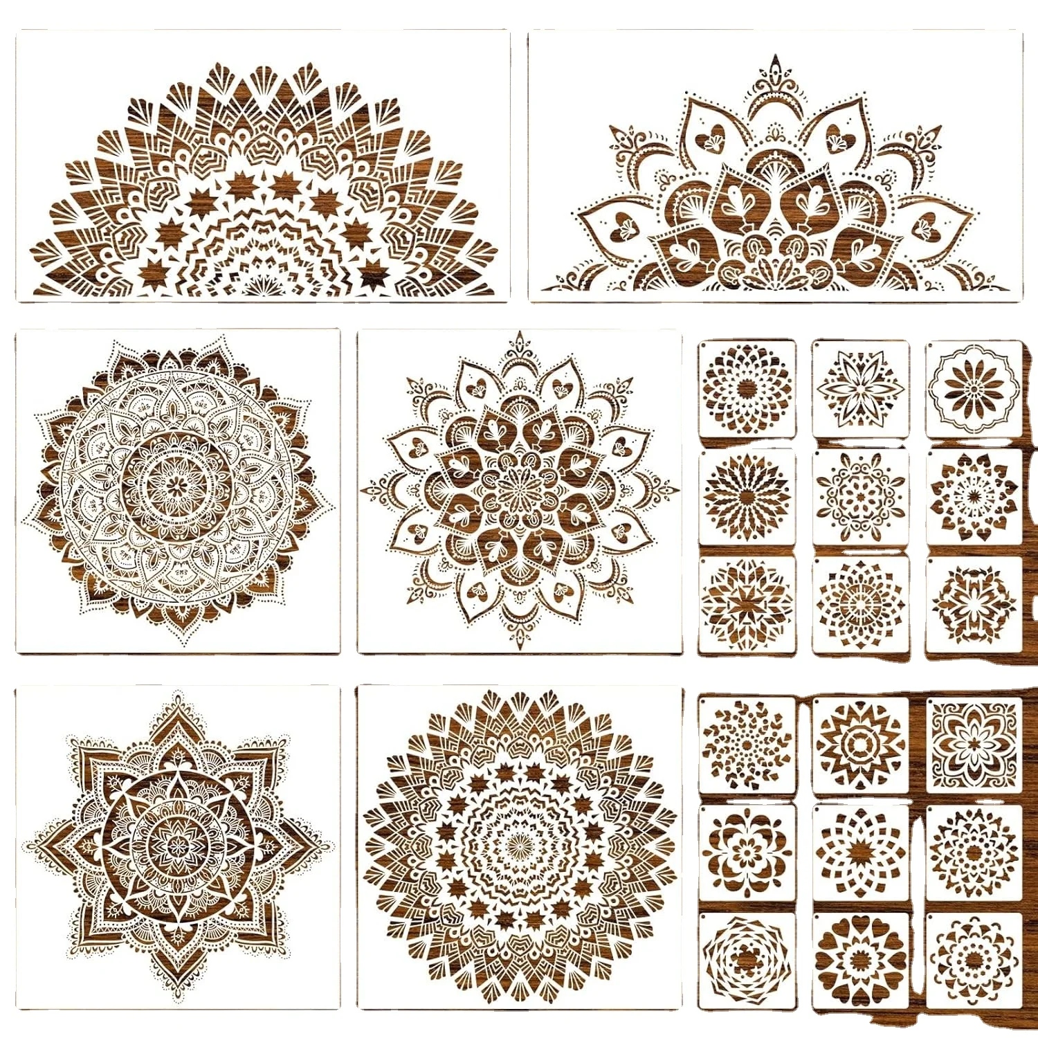 Custom Mandala Stencil Reusable Painting Templates Floral Design Craft Stencil for DIY Wall Tile Furniture Canvas Outdoor Indoor