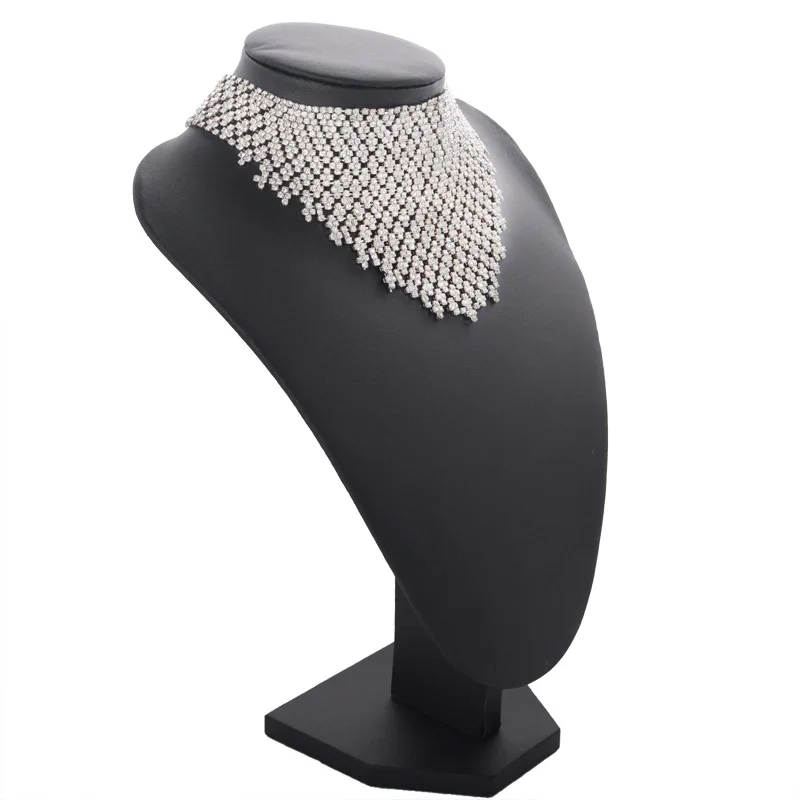 Rhinestone Choker Luxury Statement Wedding Big Tassel Necklace For Women Flower Collier 2019 Fashion Jewellery