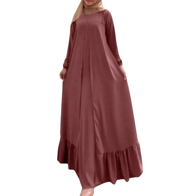 New Middle East Muslim Southeast Asia robe cotton linen loose casual long-sleeved modest dress jalabiya muslim women dress