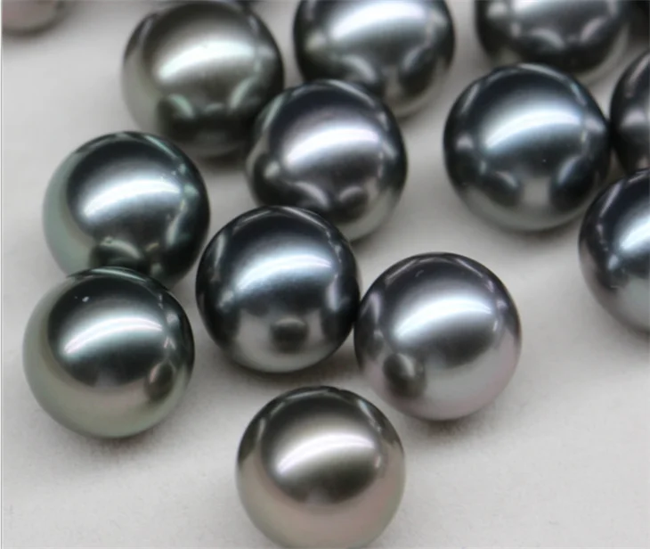 3A grade 9-10mm round peacock seawater sea pearl price natural big black wholesale real  loose tahiti tahitian pearl