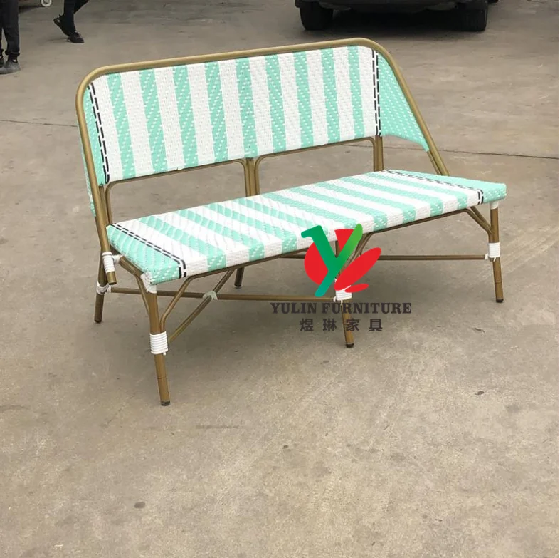 French style restaurant cafe canteen dining patio wicker bench