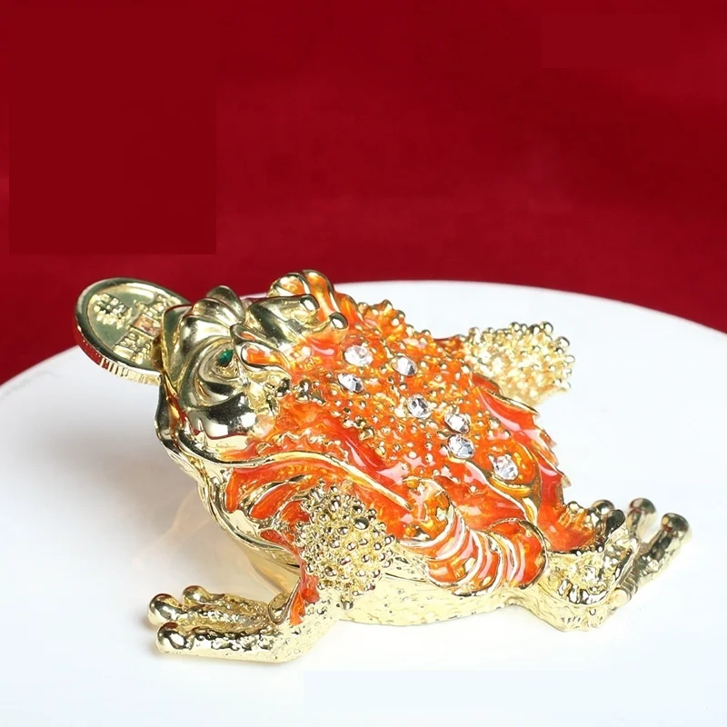 Factory Directly Sale New Creative Chinese Style Toad Enameled Trinket Boxes For Home Decoration
