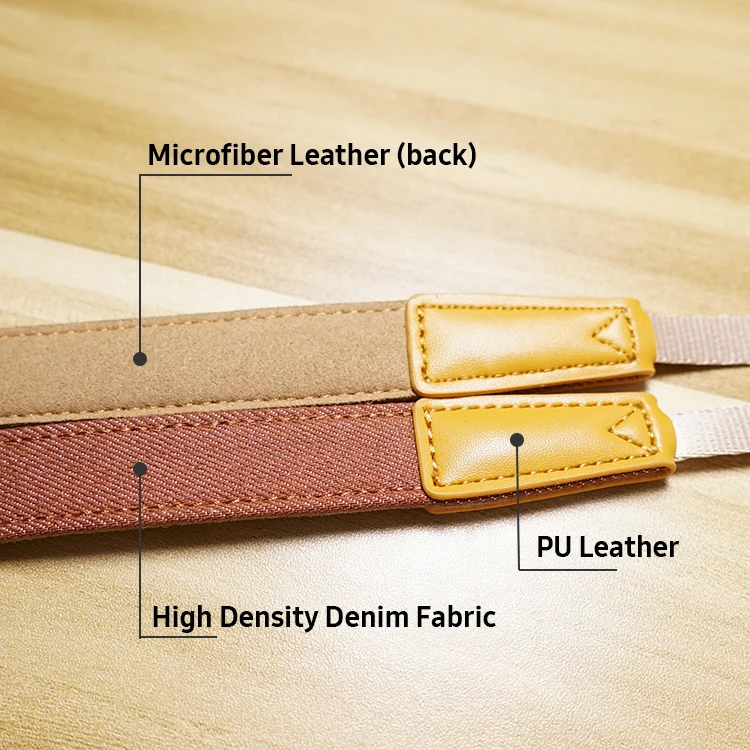High quality Hot selling denim camera neck strap with leather back for all kinds of cameras