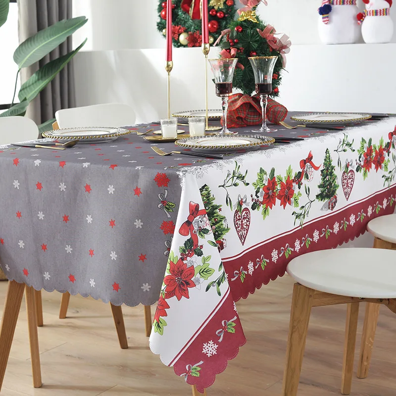 Christmas table cover polyester waterproof table cloth Christmas custom Modern design Printed polyester table cloth