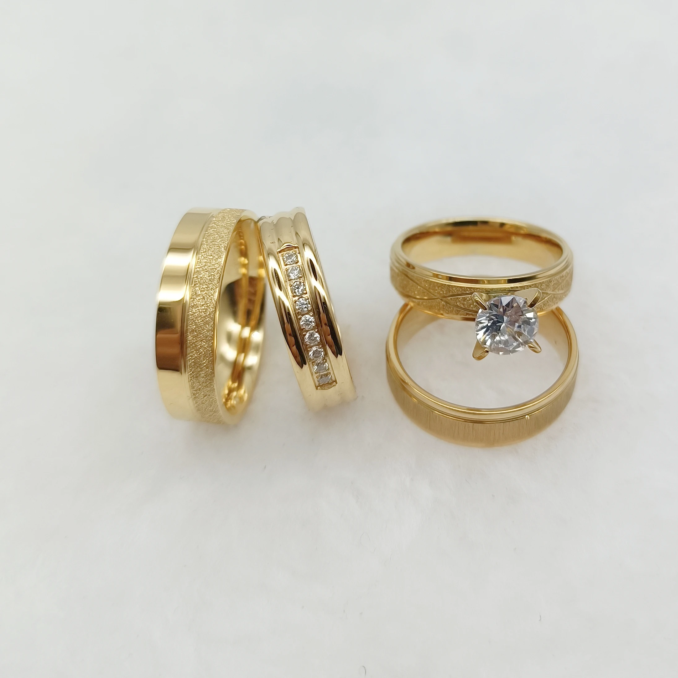 The Latest Wedding Ring Promise Bridal Sets For Couples Lovers 18k Gold Plated Jewelry cz Diamond Engagement Ring