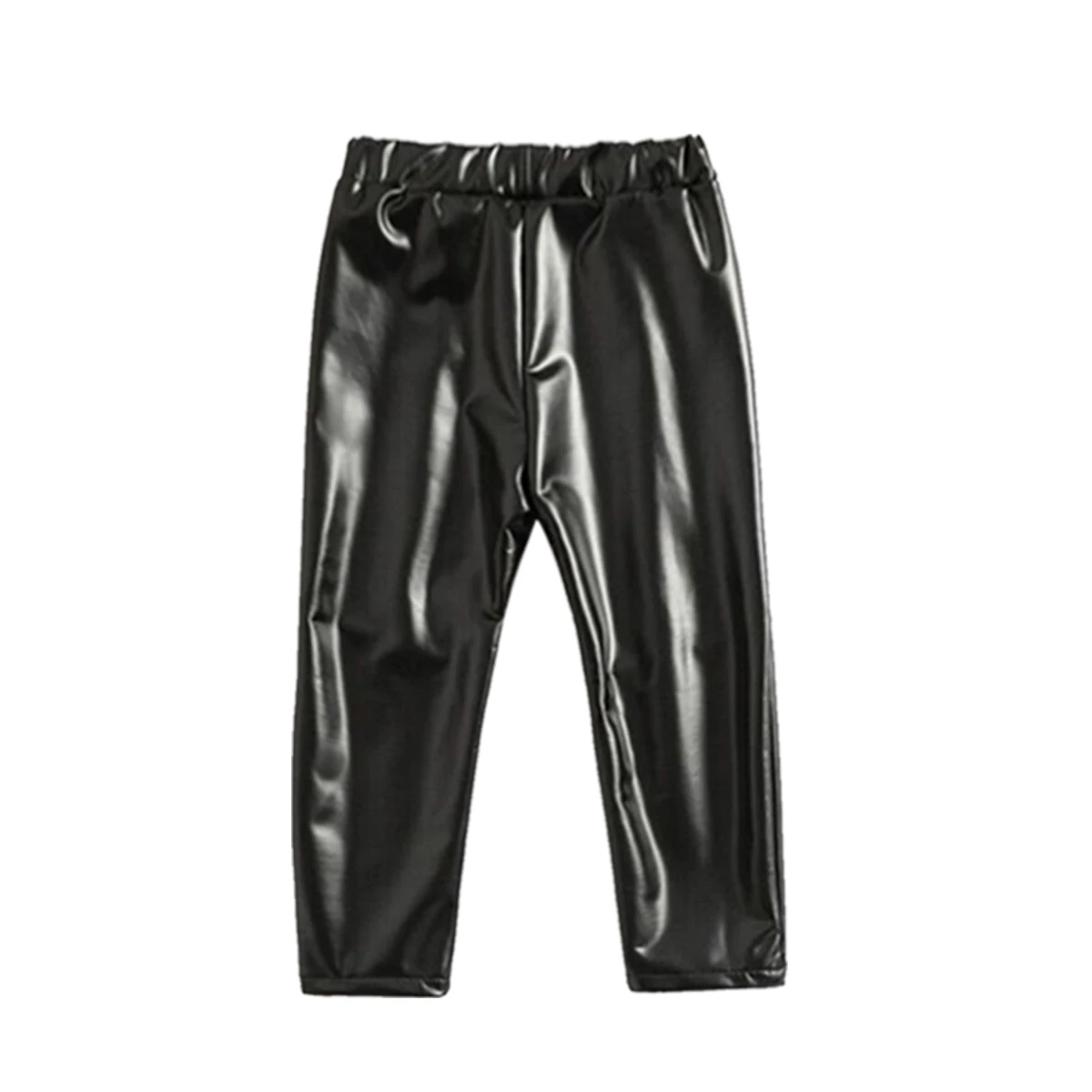 Baby Girls Leather Trousers Autumn Winter New Stylish Bottoms Clothing Black PU Leathery Casual PANTS 1-14 Years