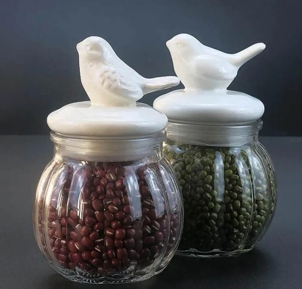 300ml 500ml  Glass Cookie Jar with Ceramic Lid