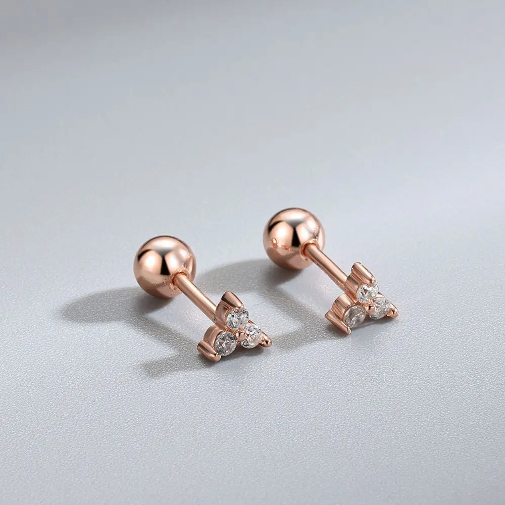 Best Selling 925 Sterling Silver Clover Inlaid Zircon Stud Earrings Fashion Jewelry Ladies Girl Gift Wholesale