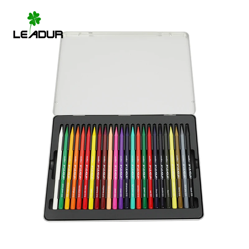 High quality 24 color woodless pencil custom color pencil set with box coloring pencil for kids