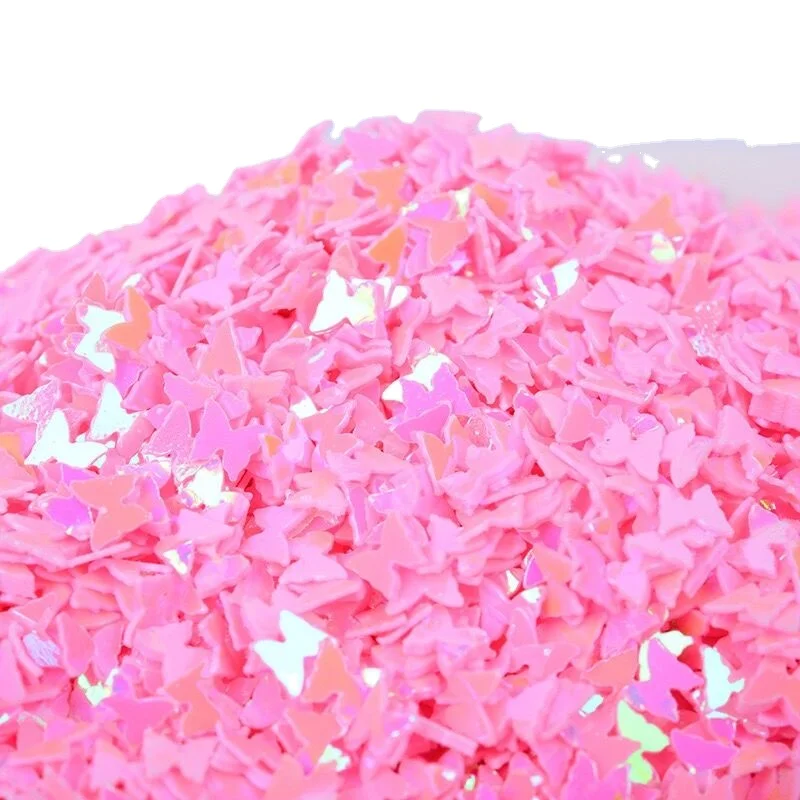 1 Kg Little Butterfly Colorful Iridescent Laser Flakes Slice Round Shape Mixed Sequins Custom PVC PET Loose Glitter Sequin