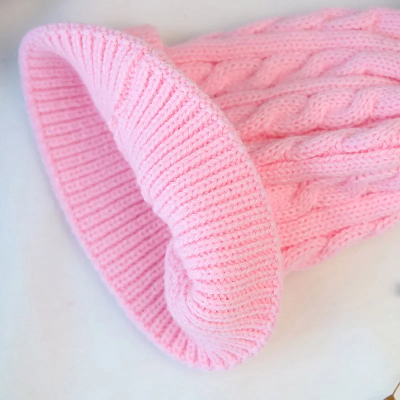 Baby Winter Hat Cute Pompom Cap Beanie Autumn Winter Warm Knitted Children Girls Knitted Hat Solid Hairball Elastic Kids Bonnet