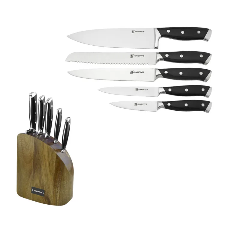 
High Quality 6PCS Stainless Steel Knife Set With Block Customized Logo Kitchen Knives Set 