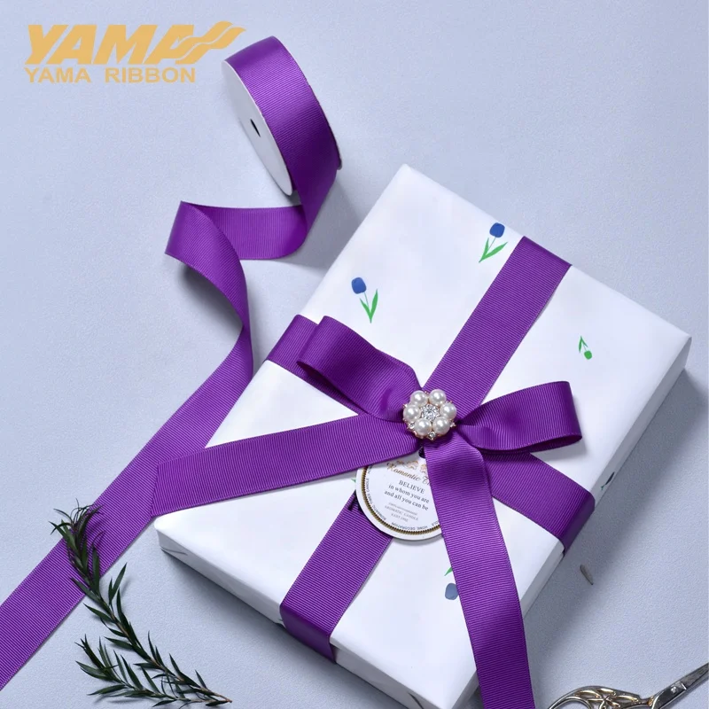 YAMA заводская цена оптовая продажа полиэфир 25 мм 1 дюйм однотонная фиолетовая корсажная лента