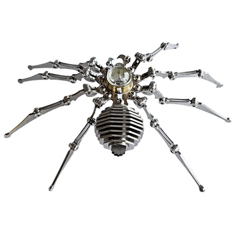 Creative metal crafts hand and foot adjustable punk spider model with clock SMG punk spider clock