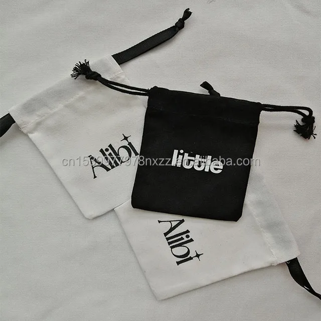Organic Cotton Printed Muslin Drawstring Bag Custom Logo Large Linen Cotton Dust Packaging Bag For Hats Clothes Handbags Luxury