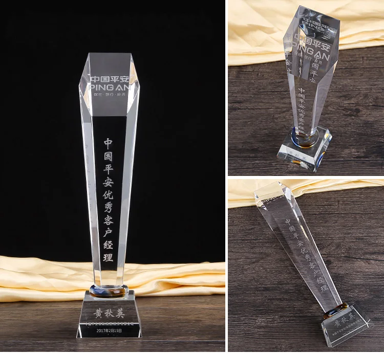 ADL Cheap Crystal Badminton Trophy Custom Crystal Trophy Award Crystal Football Trophy