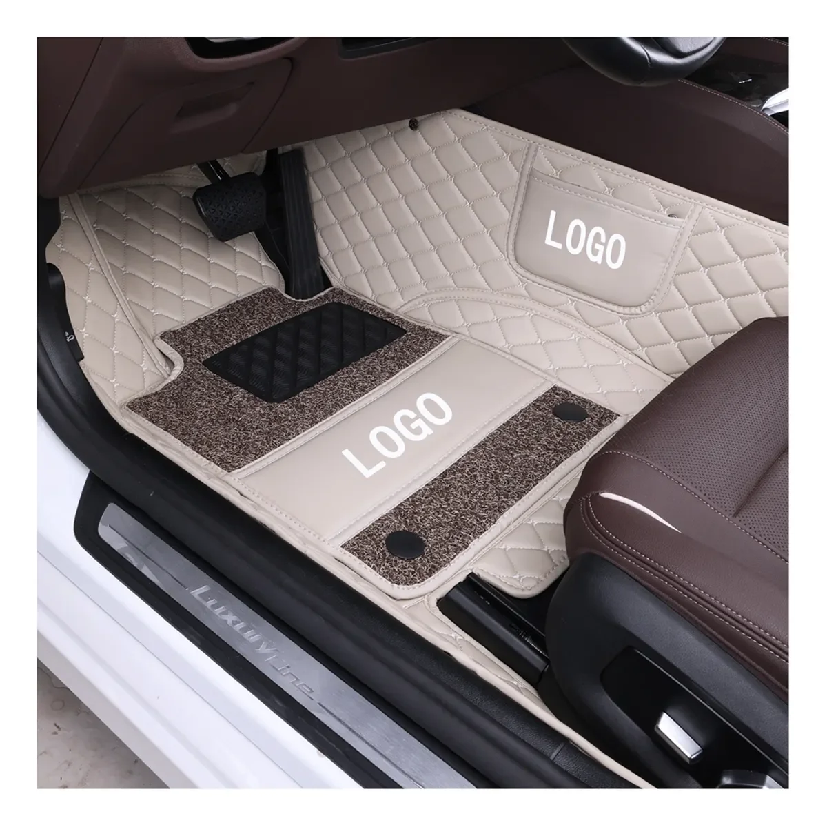 Custom Luxury PVC Car Mats Trunk Position Floor Mats for Toyota Honda Hyundai BMW Audi; Leather and Carpet Design