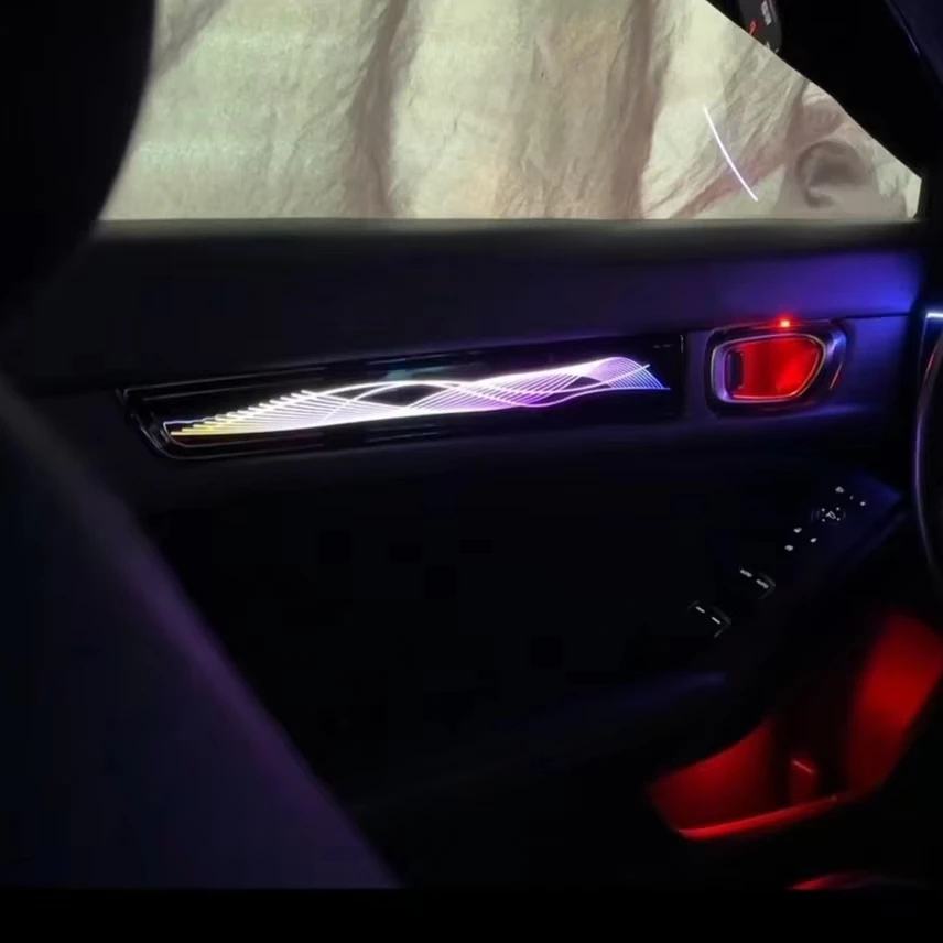 Ambient lights Rainbow symphony dynamic Piano black Ribbon style+Tweeter cover +reading light for Honda Civic/Integra(2022-2023)