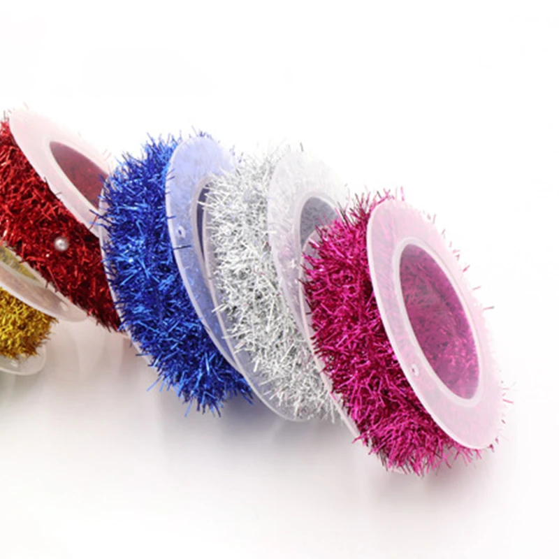 ZENGLONG textile suppliers 2cm 9g christmas decoration rope DIY metal wire ribbon tinsel yarn for wholesale