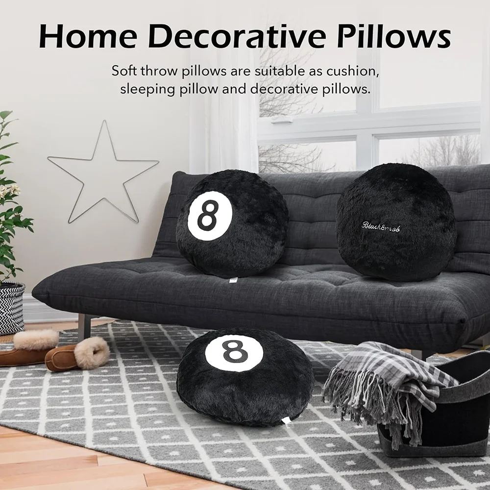 Table Tennis Black 8 Ball Stuff Pillow Sporty Bed Gaming Cozy Cushion Beatselling 14 Inch Throw Pillow for Home Decor Luxury
