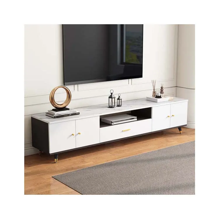 Nordic style marble TV cabinet coffee table combination set modern minimalist apartment TV cabinet