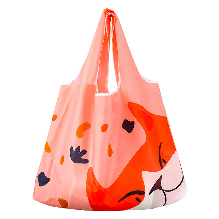 Custom available Reusable 100%Polyester Grocery Tote Shopping bags