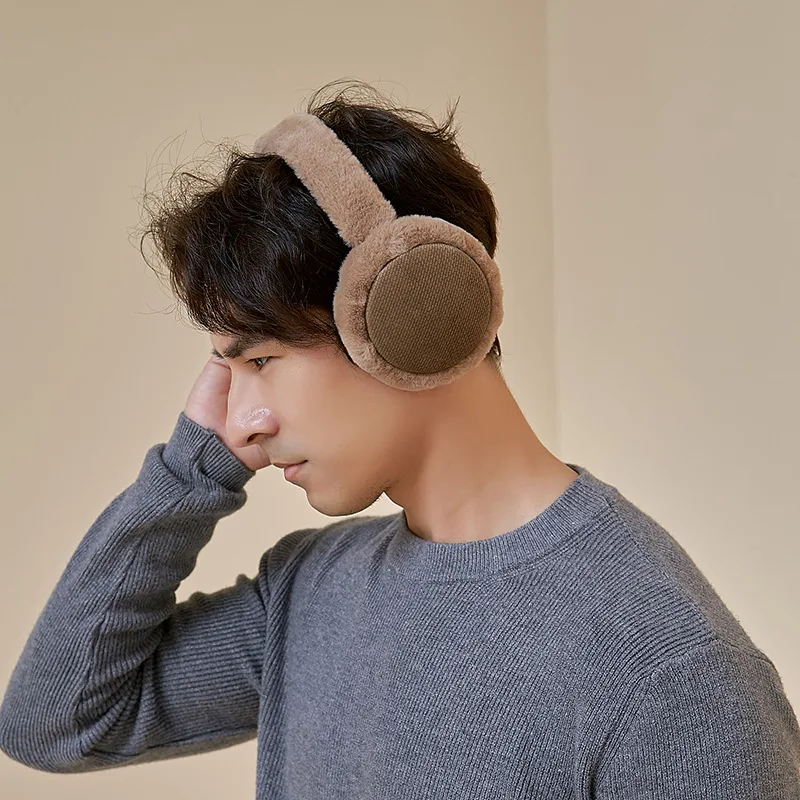 Soft Comfortable Headband Pink For Adult With Fluffy Winter Warm Multi-color Knitted Earmuffs Music Wired Headphones