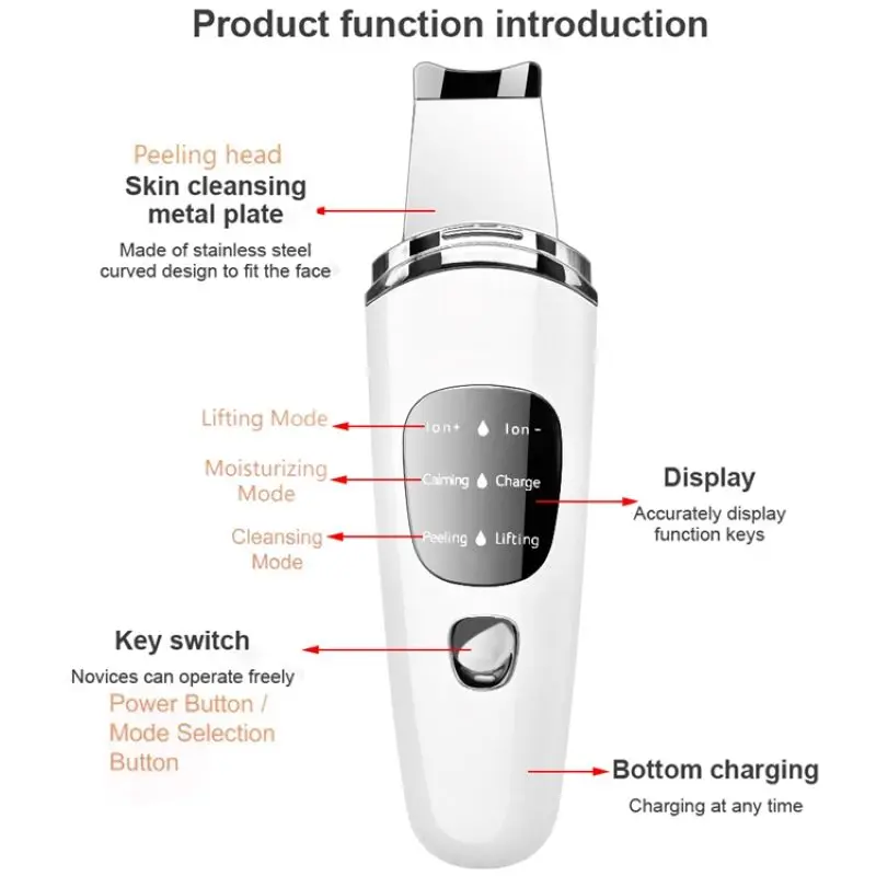 Professional Electric Sonic Ultrasonic Facial Dead Skin Scrubber Hard Skin File Callus Remover Ultrasonic Skin Scrubber Spatula