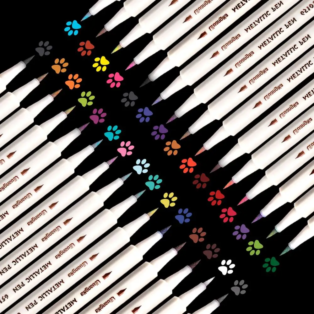 30 colors Metallic Painting Pen Rock Mug Design Card Making Script Lettering DIY Photo Album Metallic Marker Pens