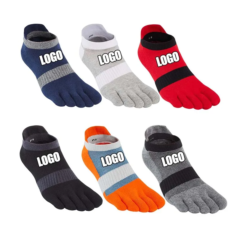 Custom Logo Factory Wholesale Socks  Unisex Breathable Yoga Anti-Slip Ankle Cotton Athletic Running Five Finger Socks Toe Socks