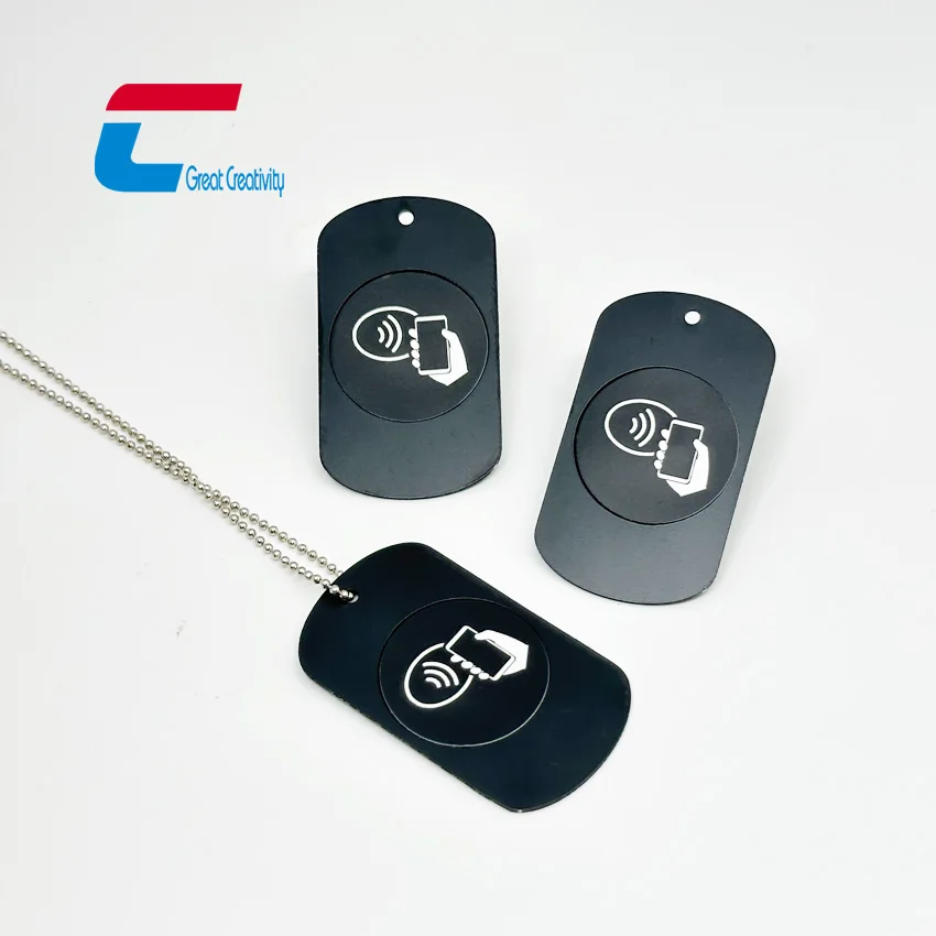 Custom Printing NFC Metal Tag NTAG 213 215 216 Programmable Metal Gift NFC Necklace